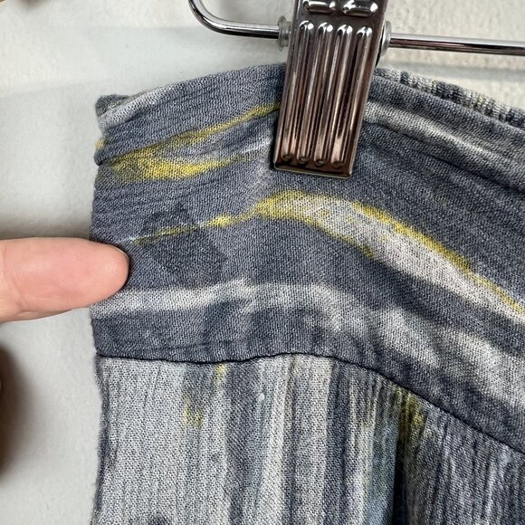 Free People Pants Womens Large Gray Blue Yellow Abstract Wide Leg Boho Lounge - Picture 6 of 15